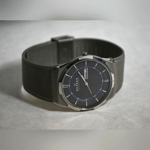 Melbye Titanium and Charcoal Steel Mesh Day-Date Watch- SKW6078